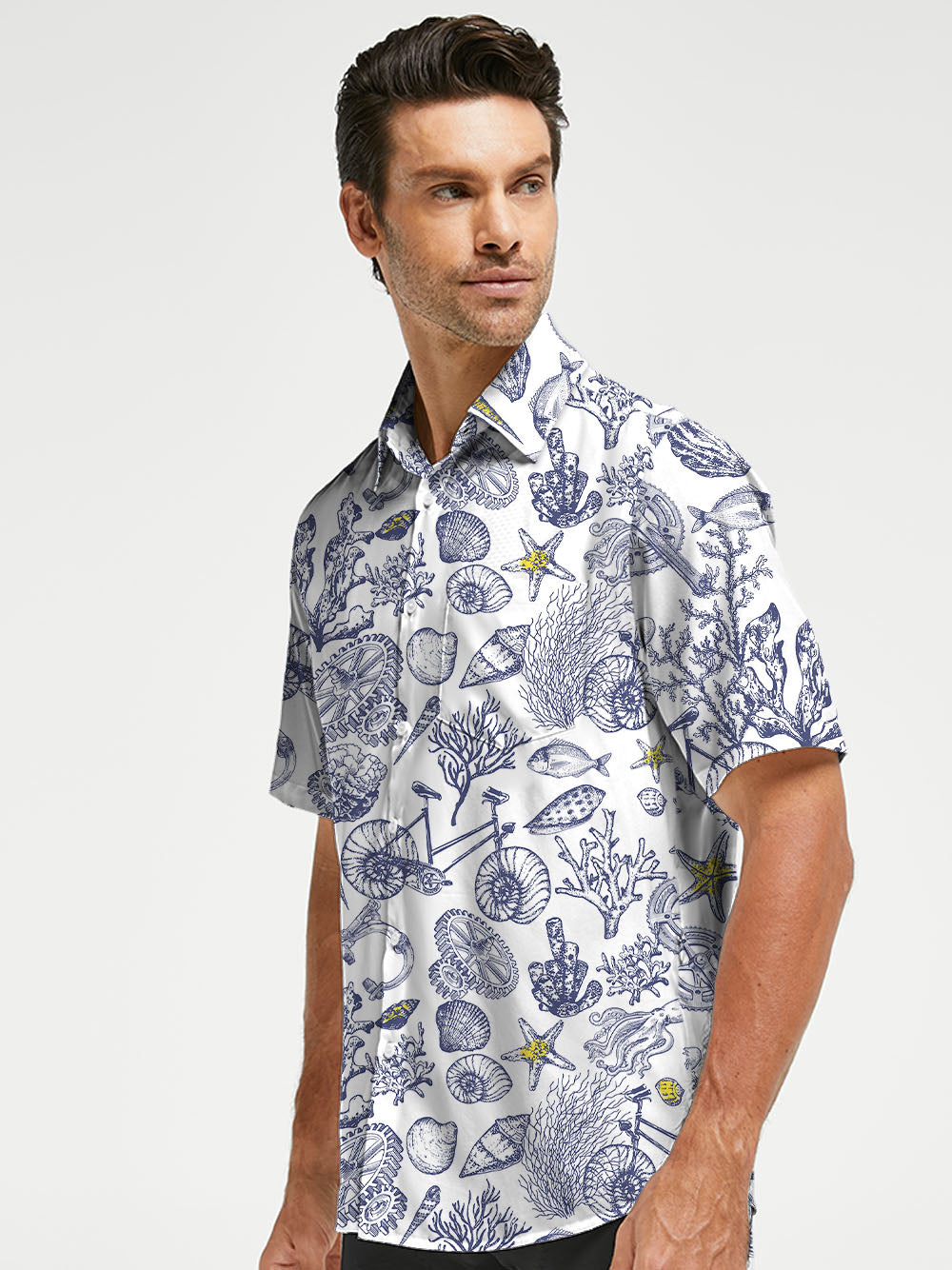 Orionride Undersea Kingdom Zipper Pockets Ultra Lightweight Short Sleeves Gravel Shirt