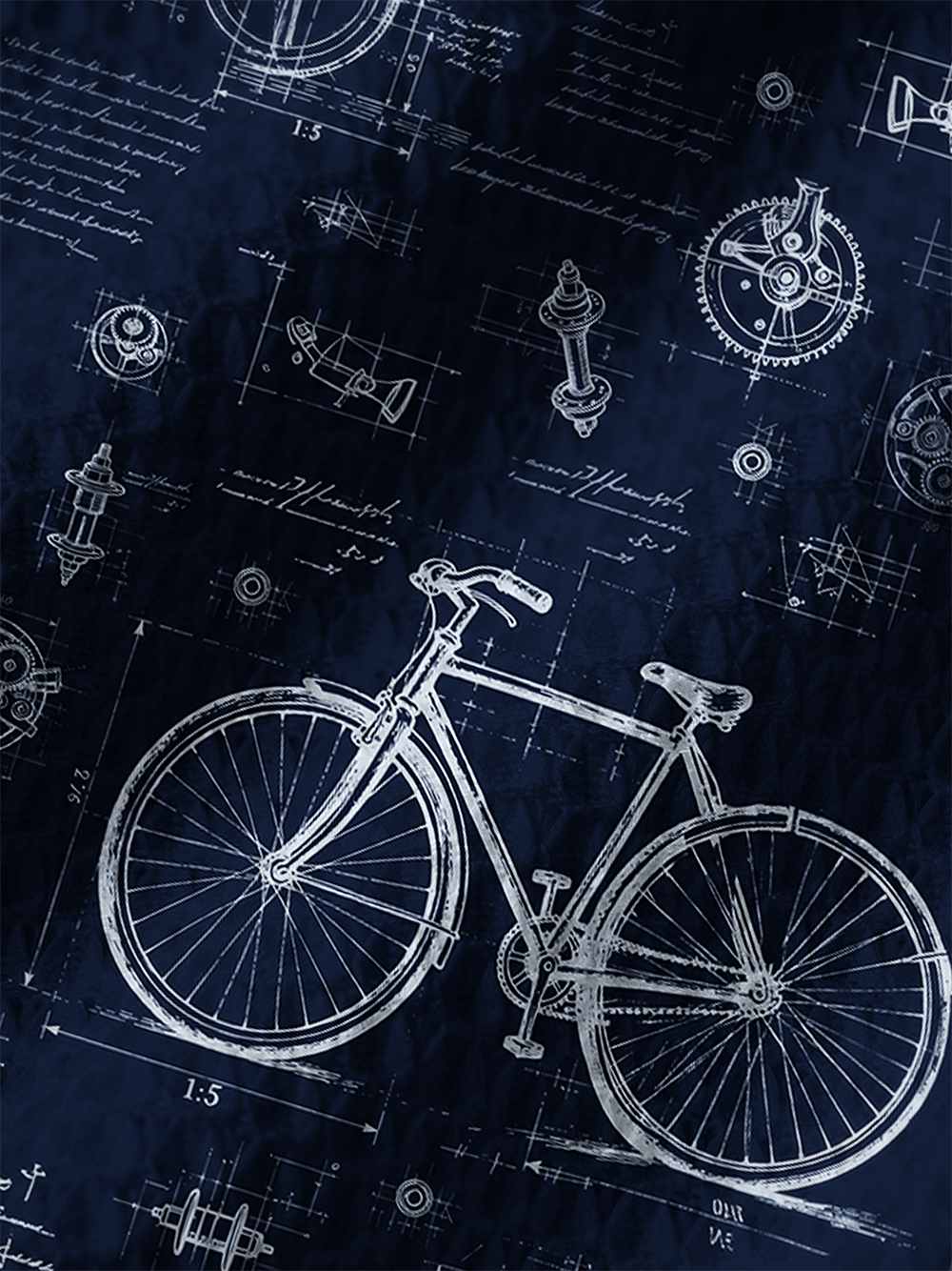 Orionride Bicycle Sketch Men's Camp Collar Knitted Shirt