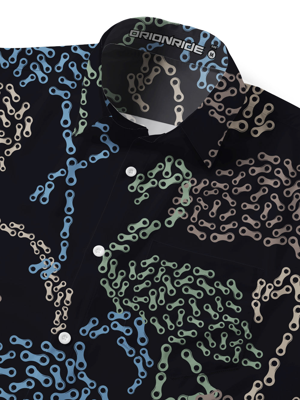 Orionride Chain Flamingos Zipper Pockets Ultra Lightweight Short Sleeves Gravel Shirt