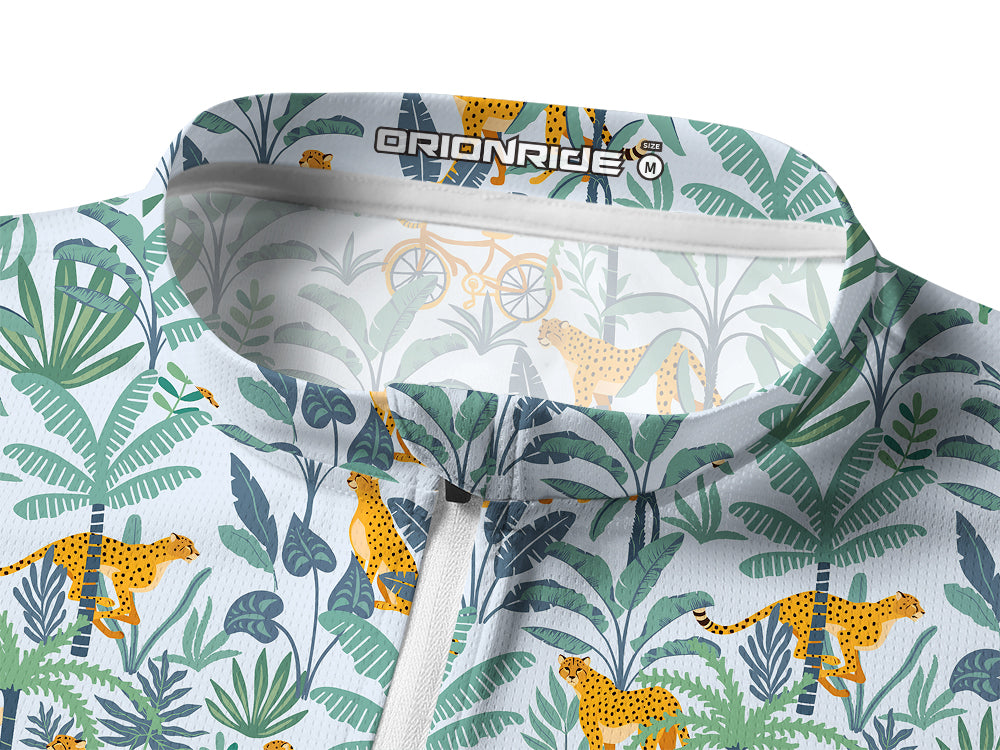 Orionride Jungle Leopard Long Sleeve Half Zipper Mountain Bike Jersey