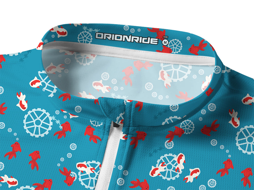 Orionride Undersea Goldfish Long Sleeve Half Zipper Mountain Bike Jersey