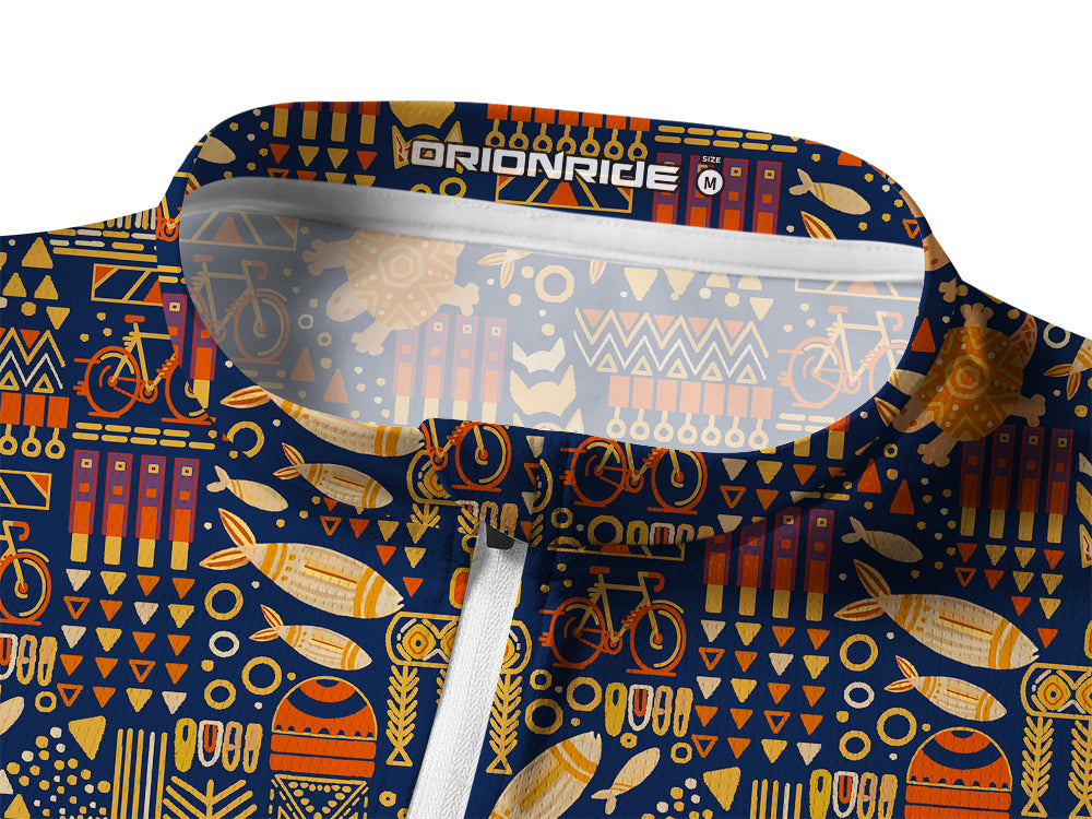 Orionride Bicycle And Fish Long Sleeve Half Zipper Mountain Bike Jersey