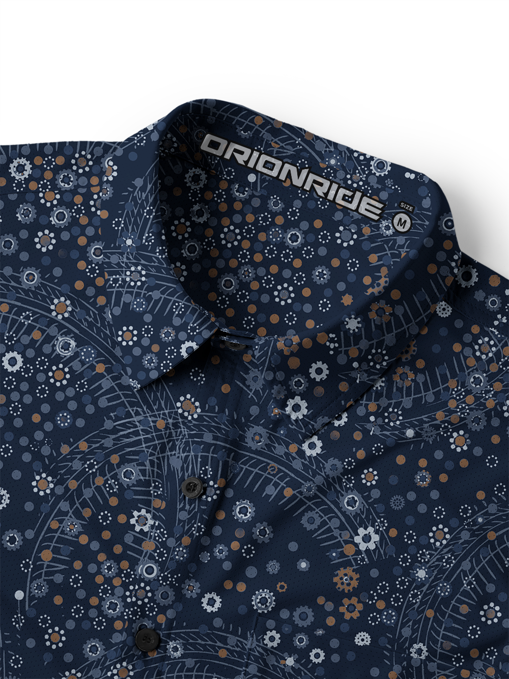 Orionride Gears and Flowers Men's Stretchy Breathable Long Sleeve Gravel Shirt