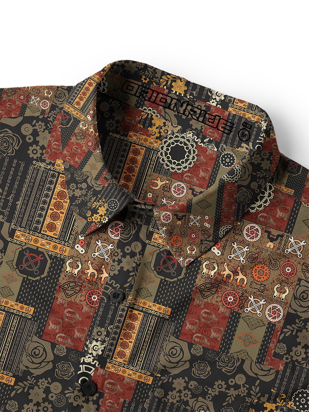 Orionride Retro Gear Flower Men's Stretchy Breathable Long Sleeve Gravel Shirt