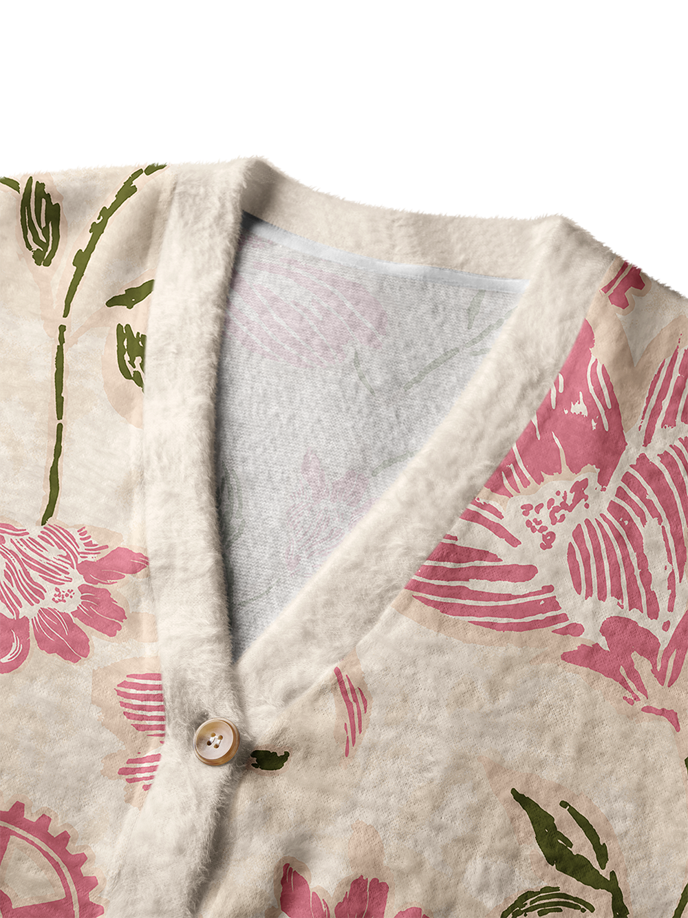 Orionride Floral Art Women's Fuzzy Knit Cardigan