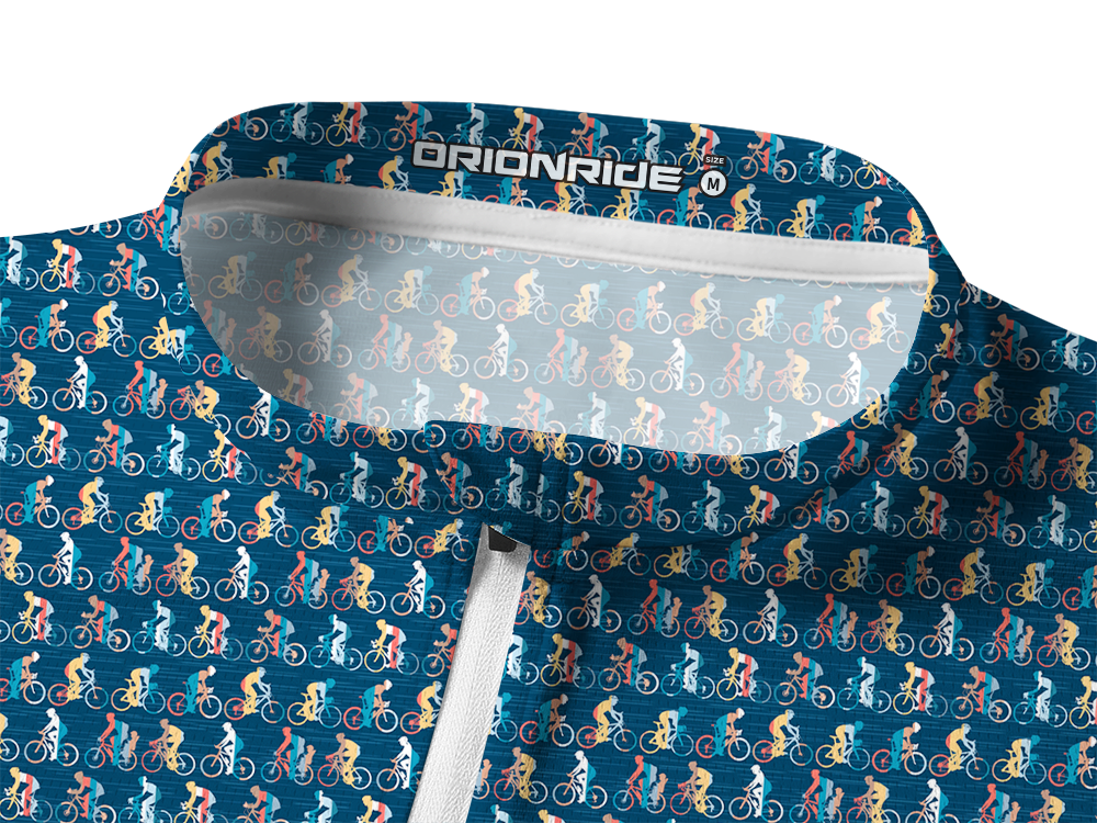 Orionride Colorful Cyclists Long Sleeve Half Zipper Mountain Bike Jersey