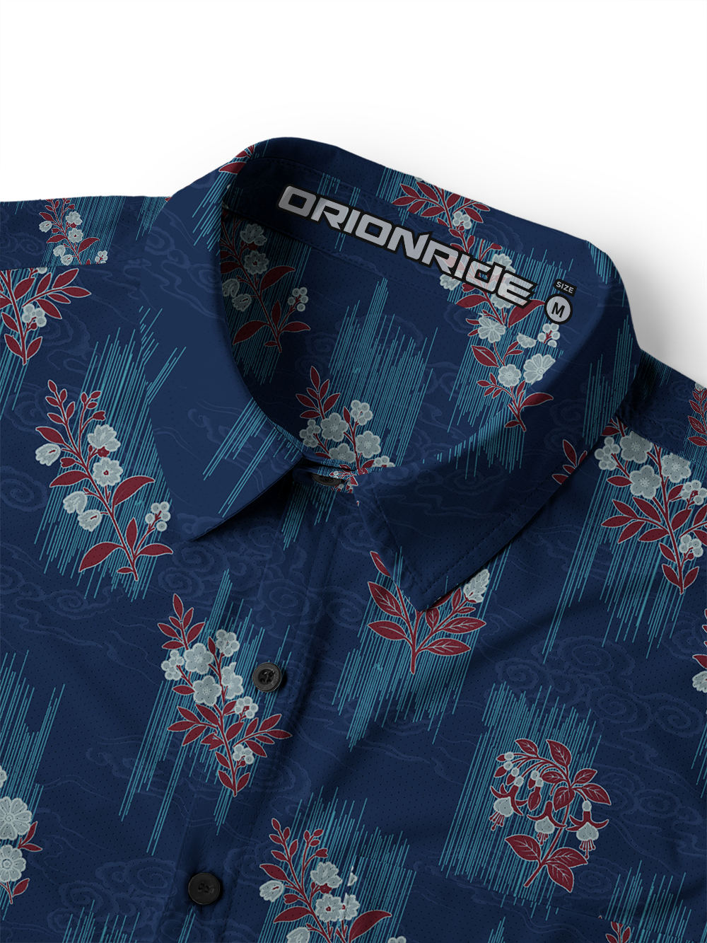 Orionride Rainy Floral Men's Stretchy Breathable Long Sleeve Gravel Shirt