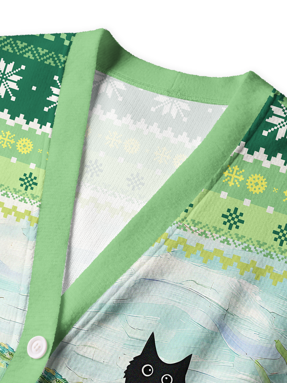 Orionride Cat On The Grass Men's Cardigan Knit Sweaters