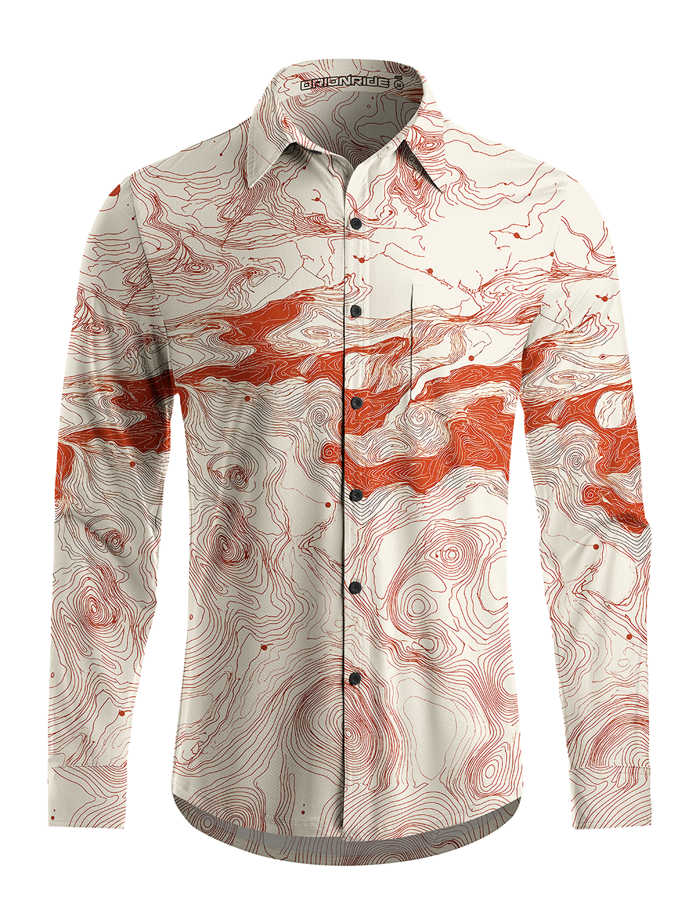 Orionride Enthusiasm Contour Lines Men's Stretchy Breathable Long Sleeve Gravel Shirt