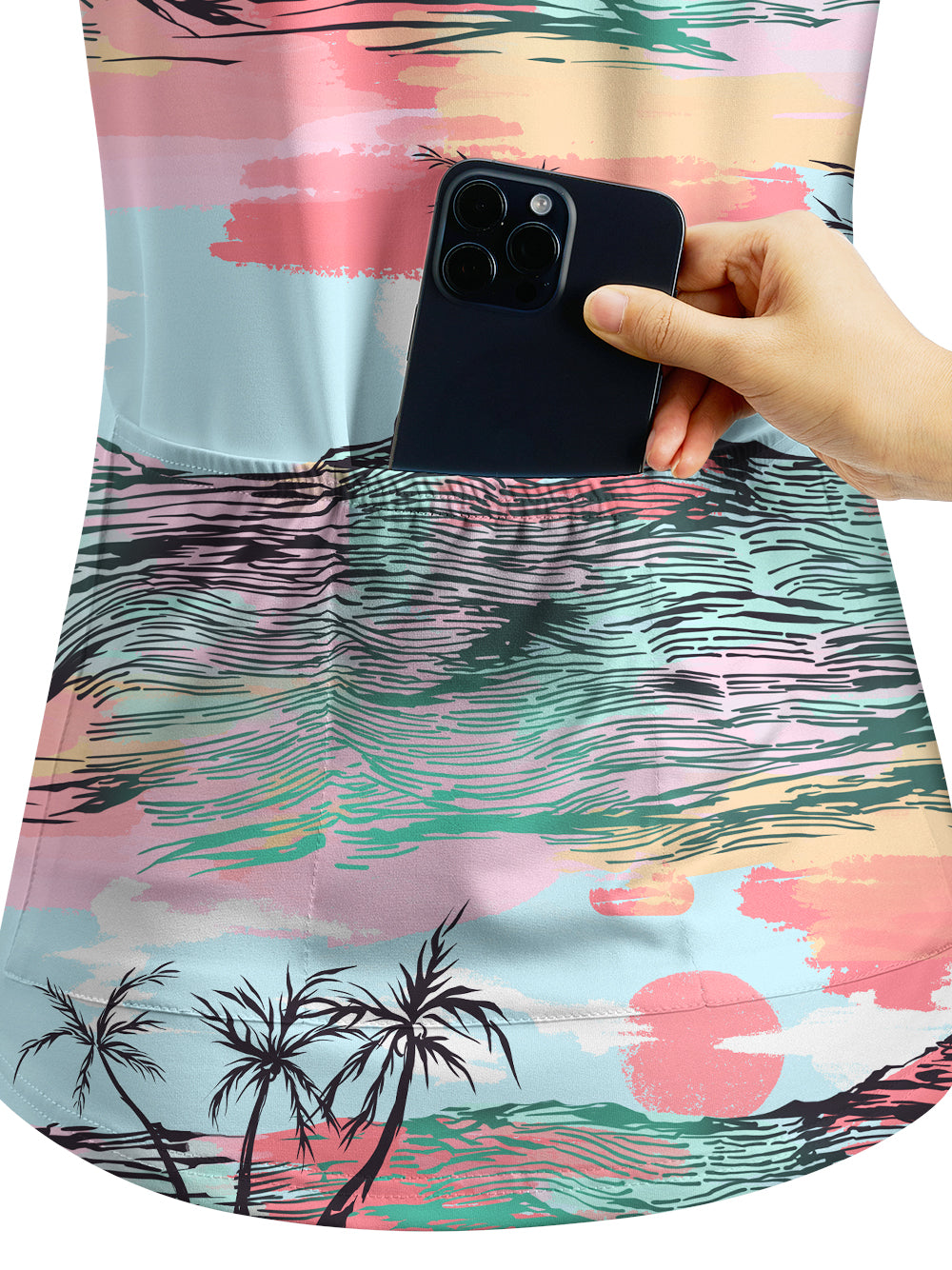 Orionride Sunset Over The Island Women's Quarter Zipper Long Sleeve Jersey