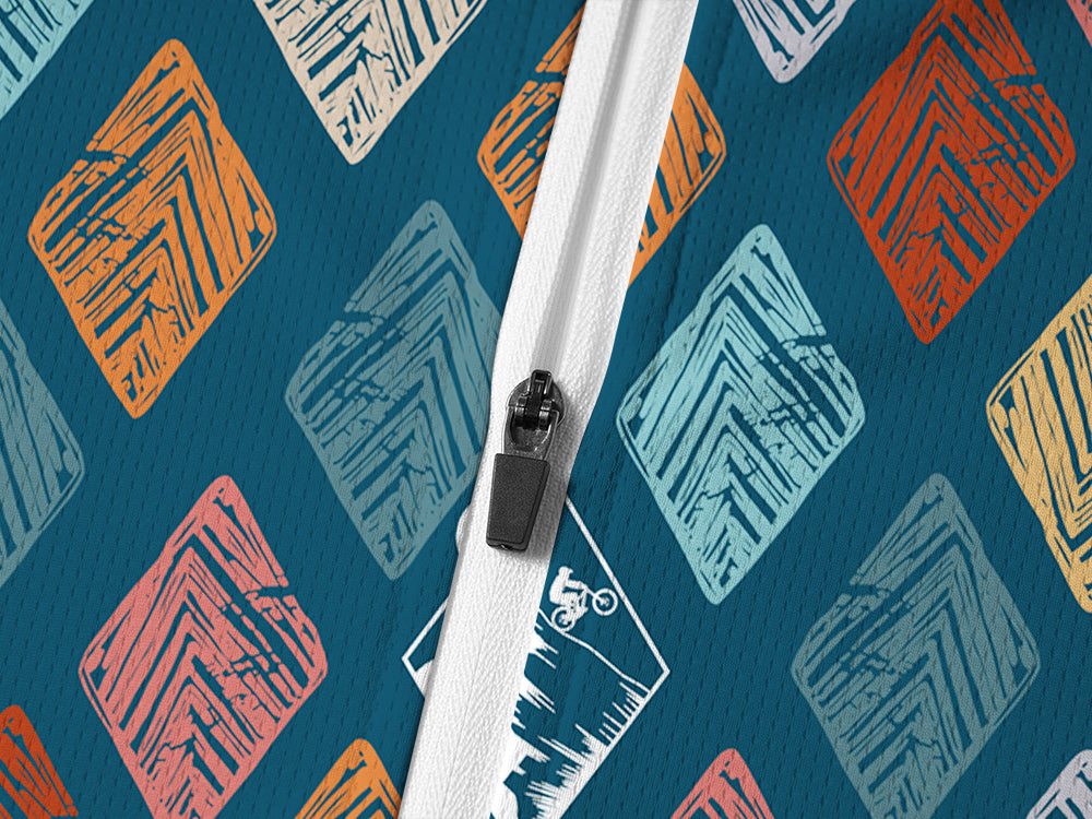 Orionride Geometric Rhombus Long Sleeve Half Zipper Mountain Bike Jersey