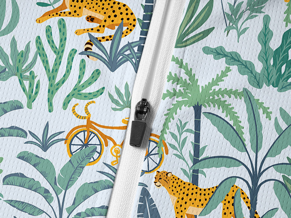 Orionride Jungle Leopard Long Sleeve Half Zipper Mountain Bike Jersey