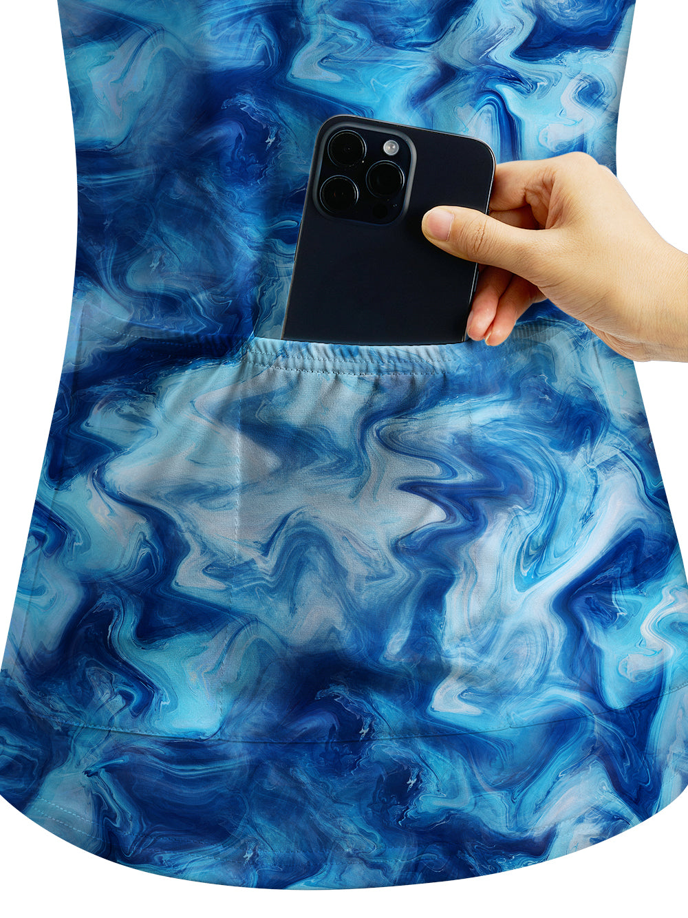 Orionride Blue Water Ripples Women's Quarter Zipper Long Sleeve Jersey