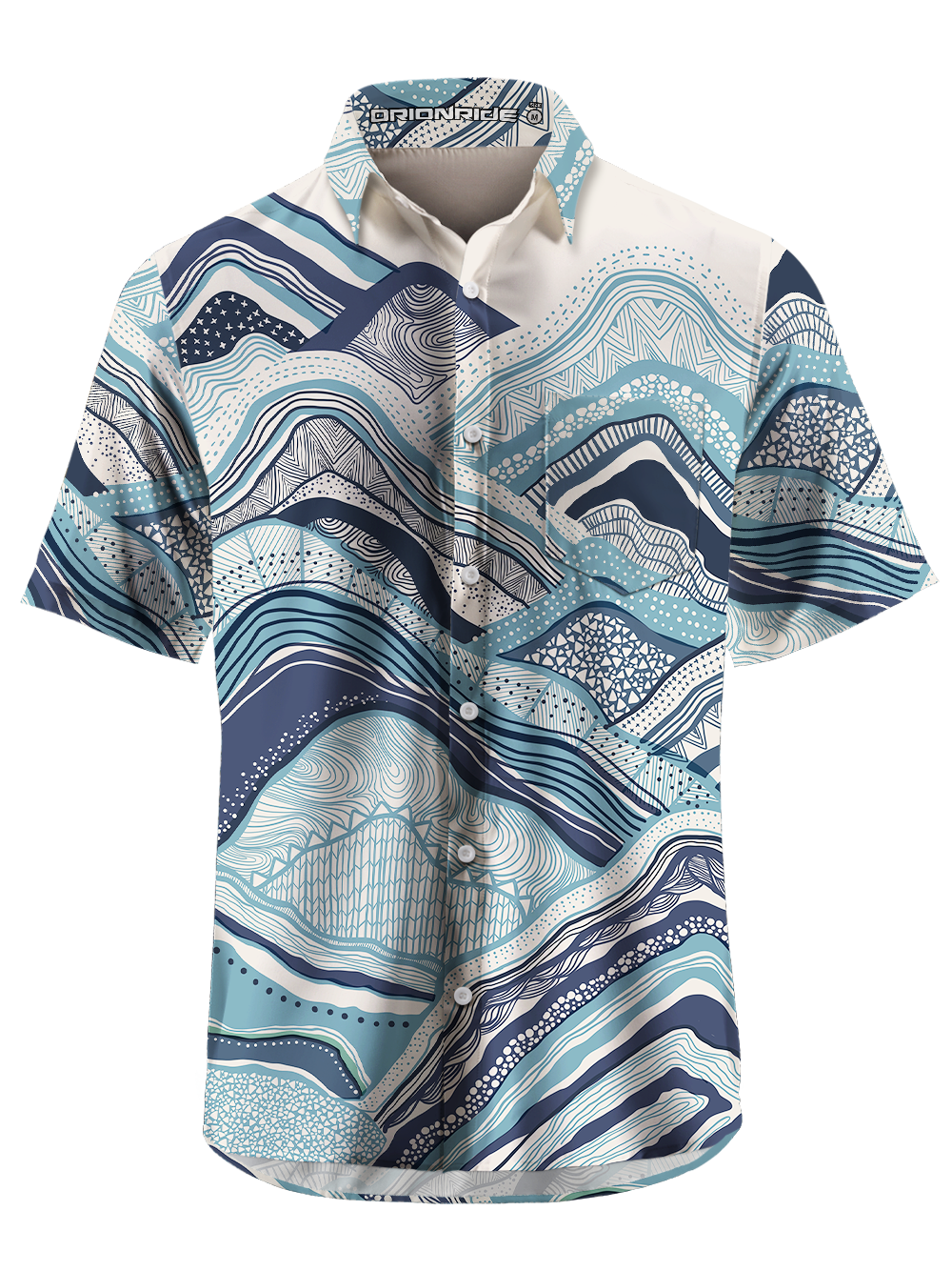 Orionride Layered Mountains And Seas Zipper Pockets Ultra Lightweight Short Sleeves Gravel Shirt