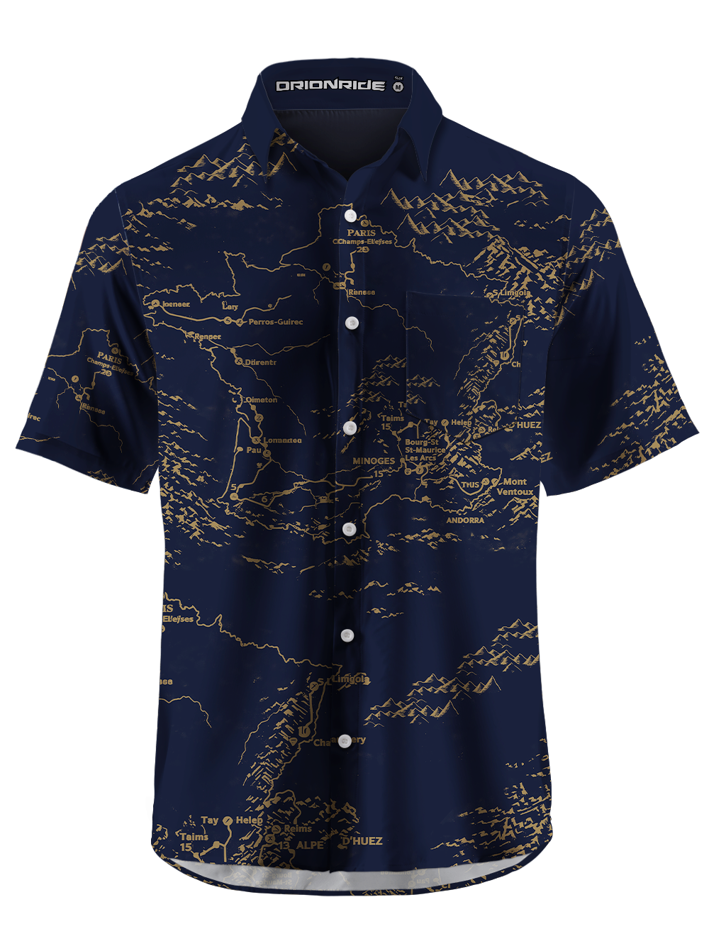 Orionride Race Route Map Zipper Pockets Ultra Lightweight Short Sleeves Gravel Shirt