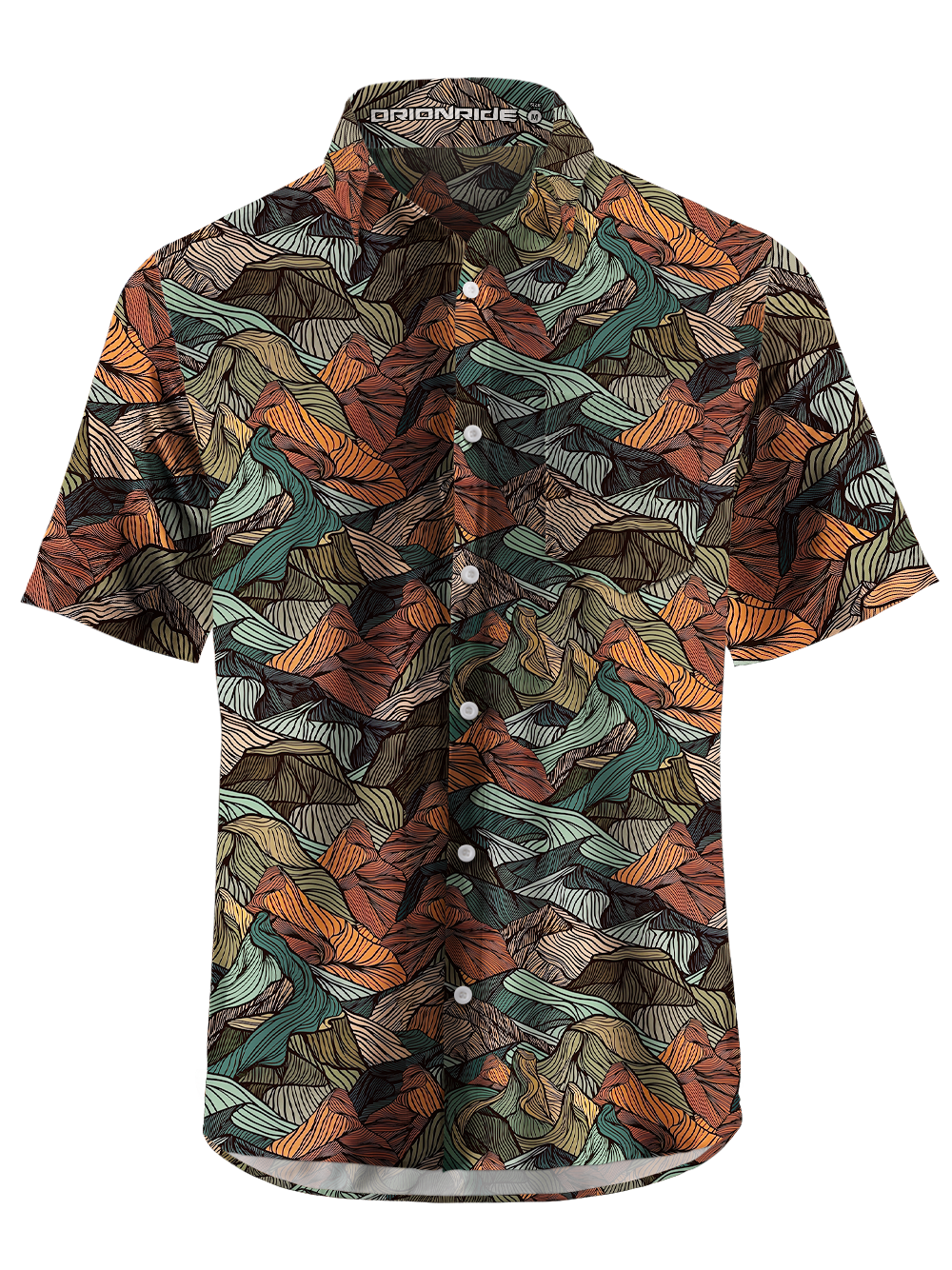 Orionride Layered And Undulating Mountains Zipper Pockets Ultra Lightweight Short Sleeves Gravel Shirt