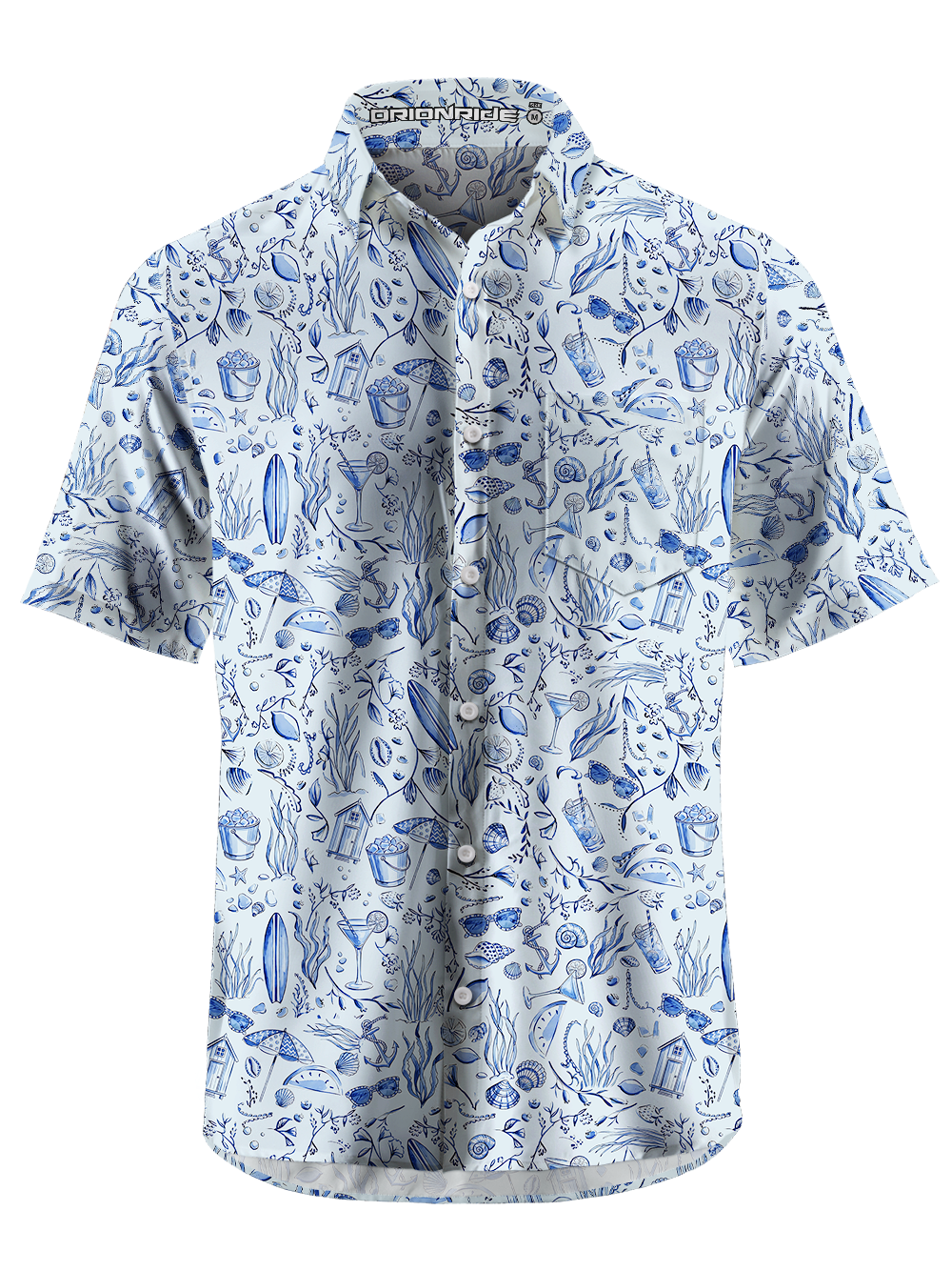 Orionride Ocean Picture Book Zipper Pockets Ultra Lightweight Short Sleeves Gravel Shirt