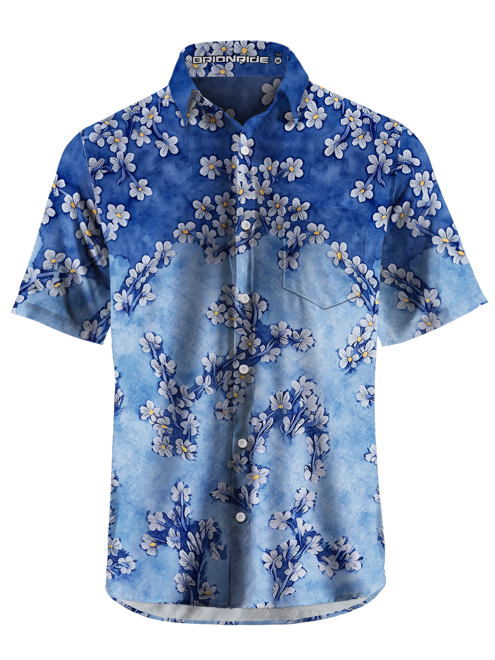 Orionride Dye Flower Zipper Pockets Ultra Lightweight Short Sleeves Gravel Shirt