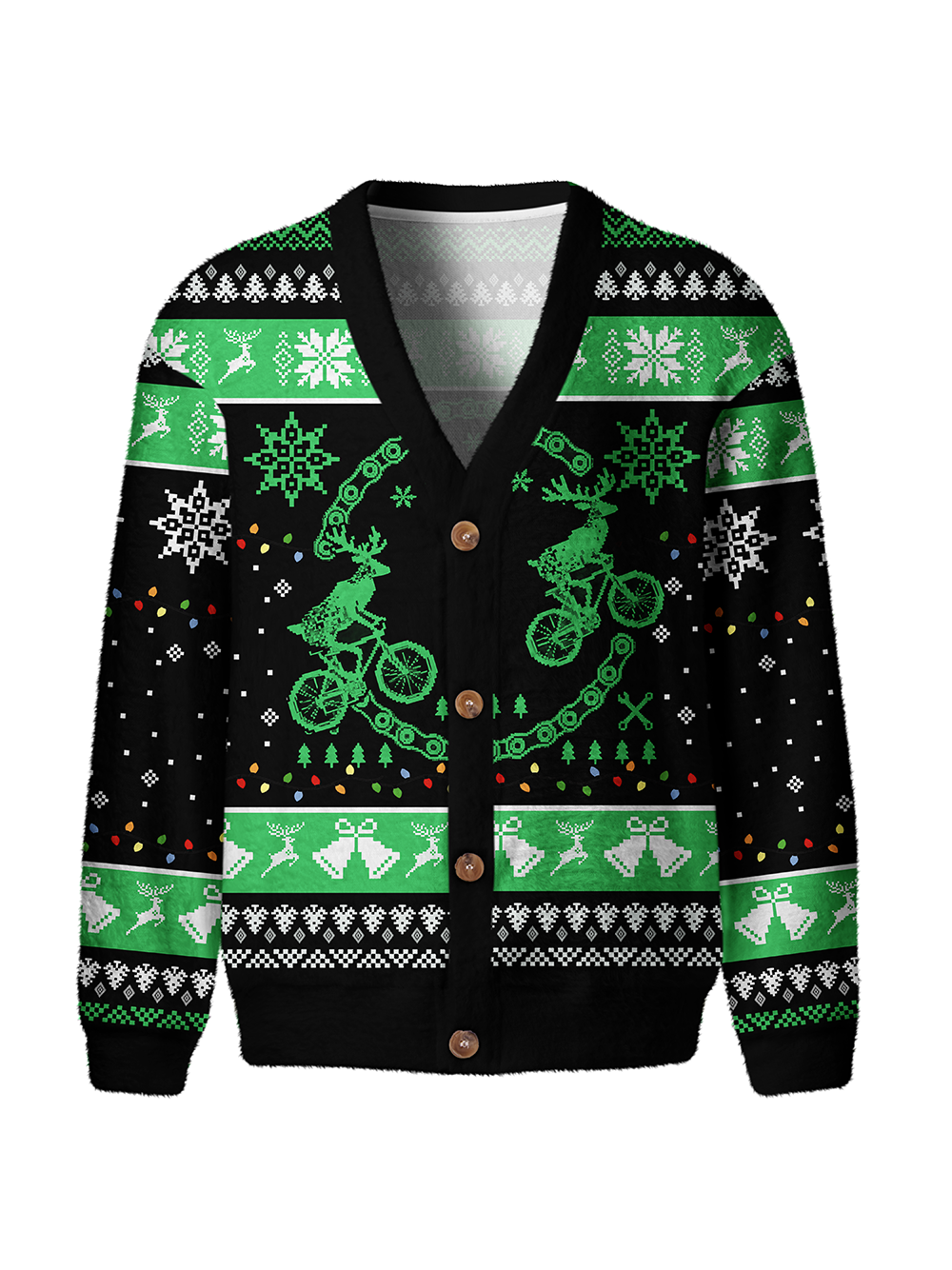 Orionride Reindeer Riding Men's Cardigan Knit Sweaters
