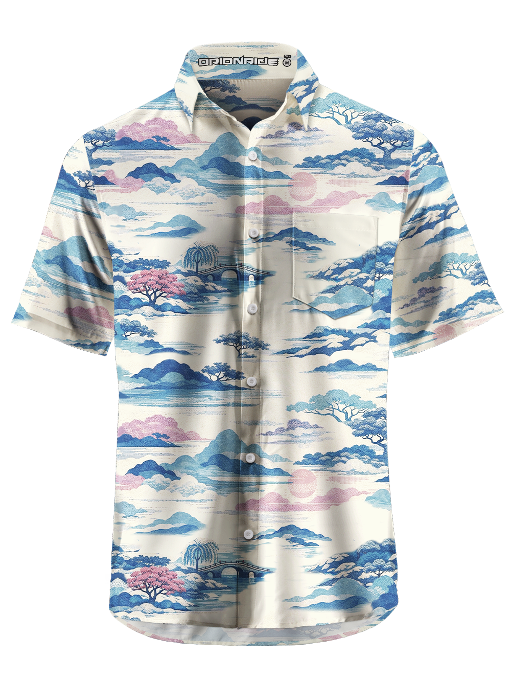 Orionride Landscape Painting Zipper Pockets Ultra Lightweight Short Sleeves Gravel Shirt