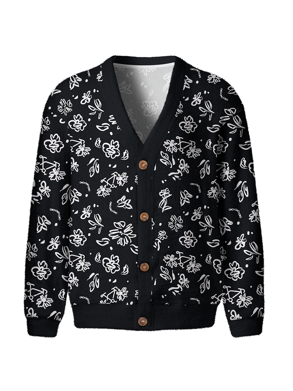 Orionride Line Flower Bicycle Men's Cardigan Knit Sweaters