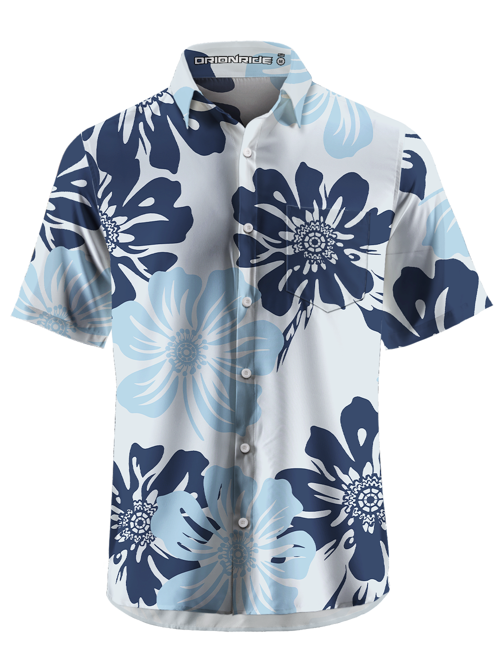 Orionride Large Flowers Zipper Pockets Ultra Lightweight Short Sleeves Gravel Shirt
