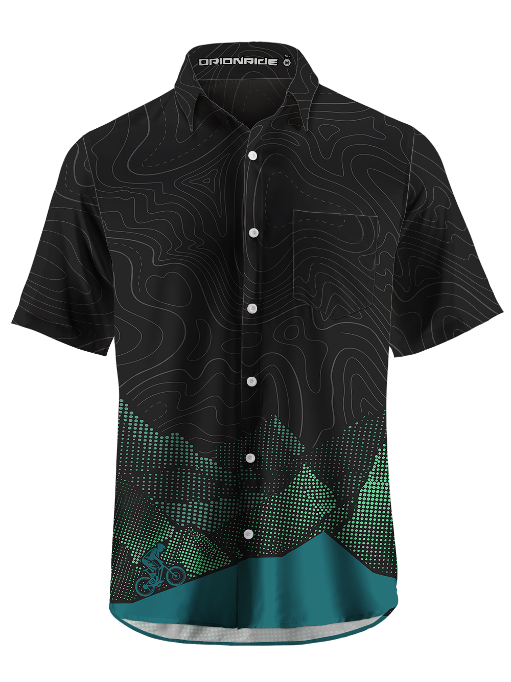 Orionride Real And Virtual Mountain Peaks Zipper Pockets Ultra Lightweight Short Sleeves Gravel Shirt