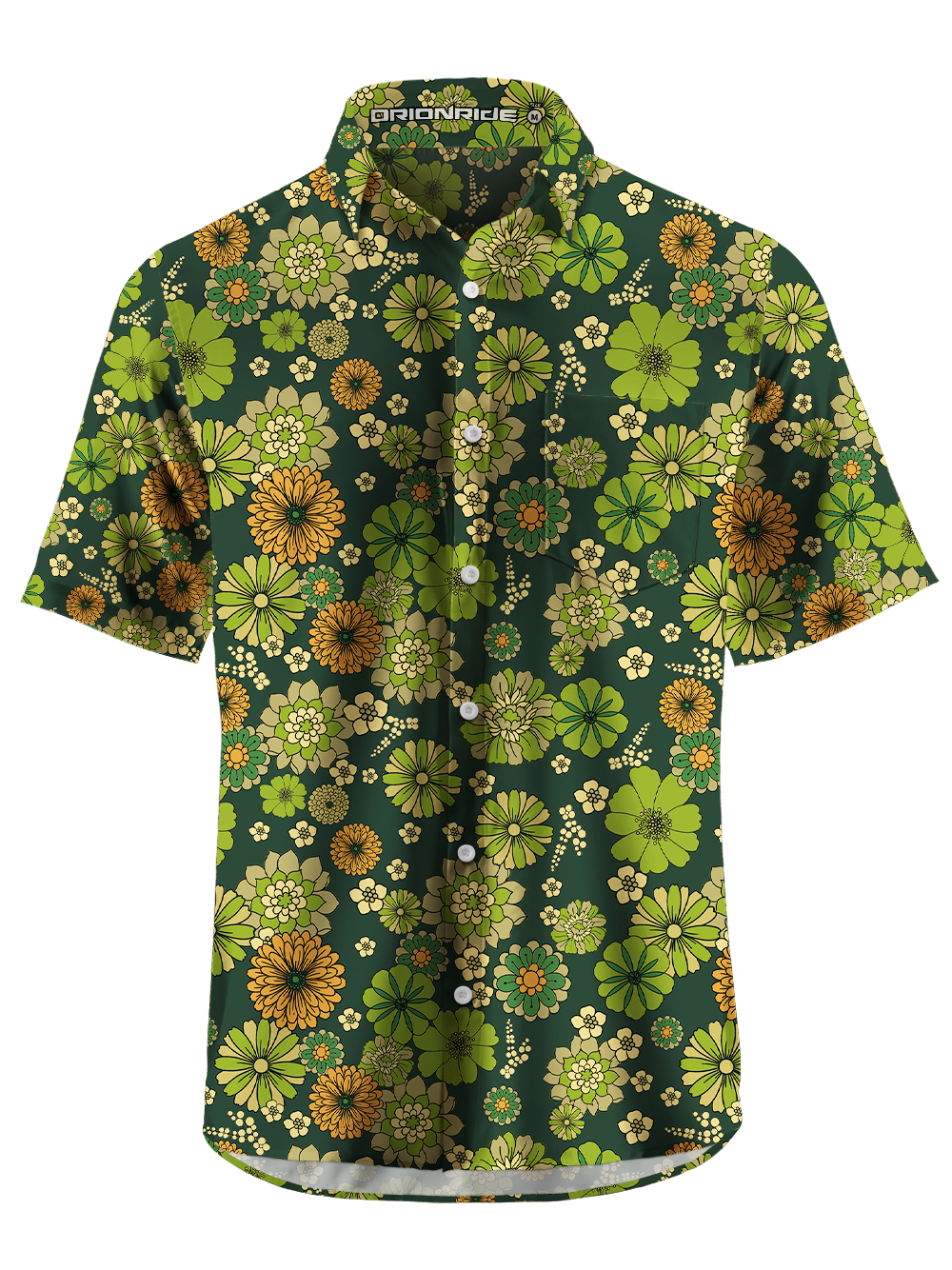 Orionride Concentric Circle Flowers Zipper Pockets Ultra Lightweight Short Sleeves Gravel Shirt