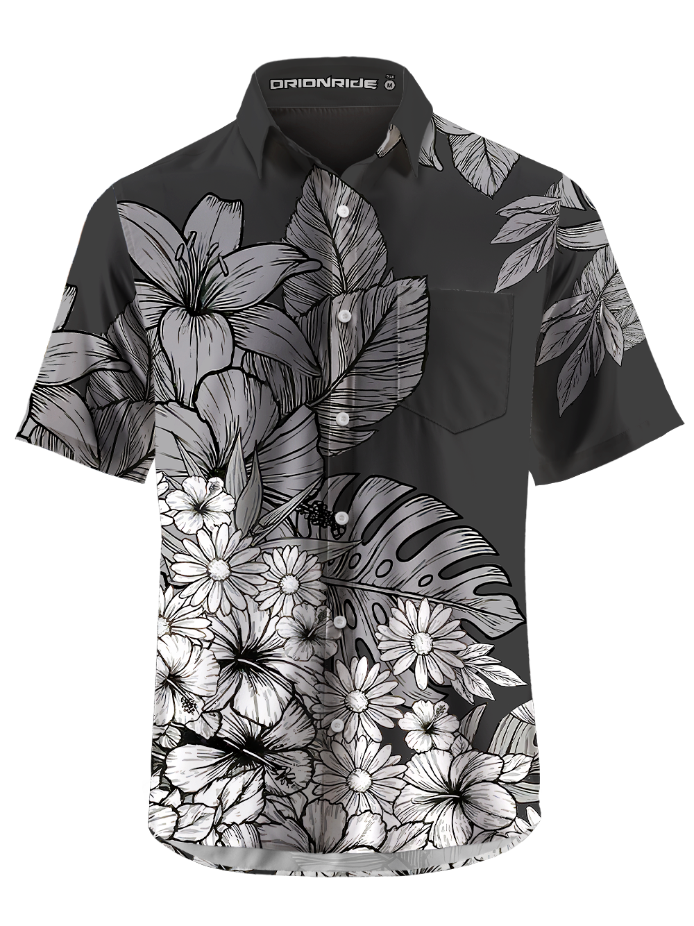 Orionride Shadow Flowers Zipper Pockets Ultra Lightweight Short Sleeves Gravel Shirt