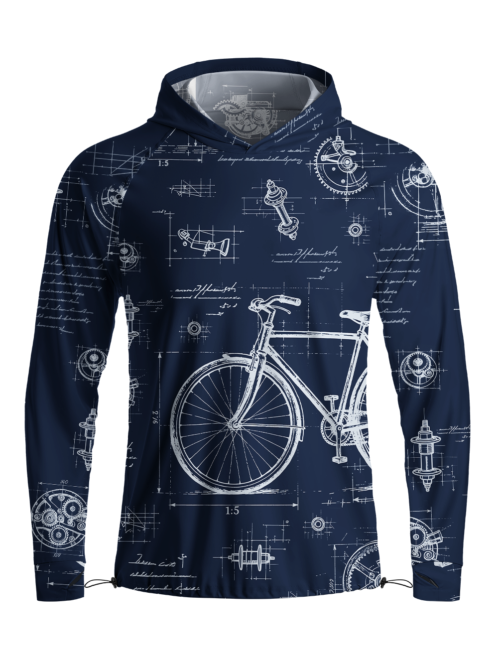 Orionride Bicycle Sketch Long Sleeve Cycling Hoodie Shirt