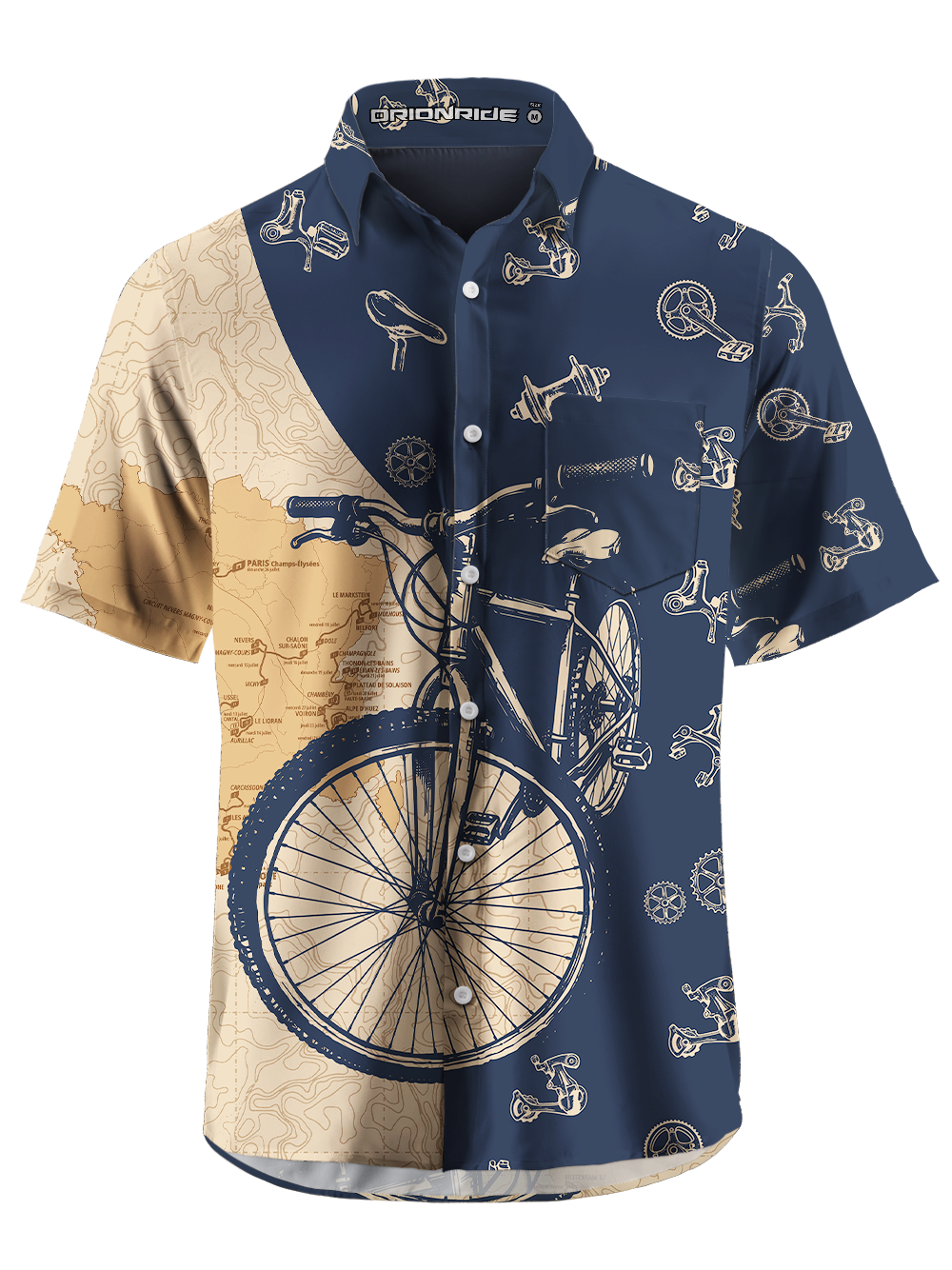 Orionride Crossing The Map Zipper Pockets Ultra Lightweight Short Sleeves Gravel Shirt