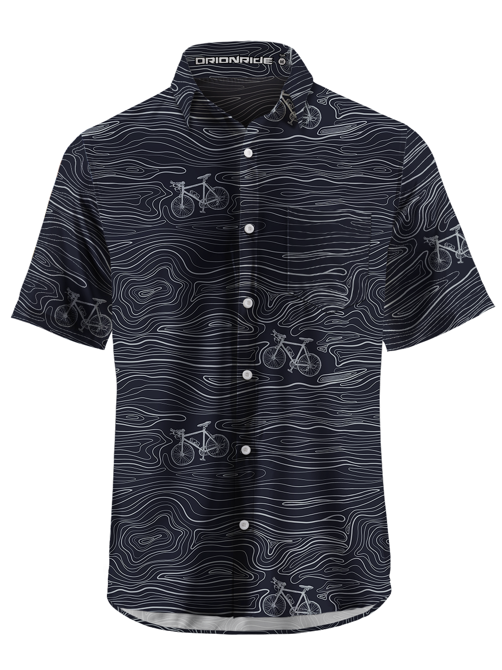 Orionride Topography Map Zipper Pockets Ultra Lightweight Short Sleeves Gravel Shirt
