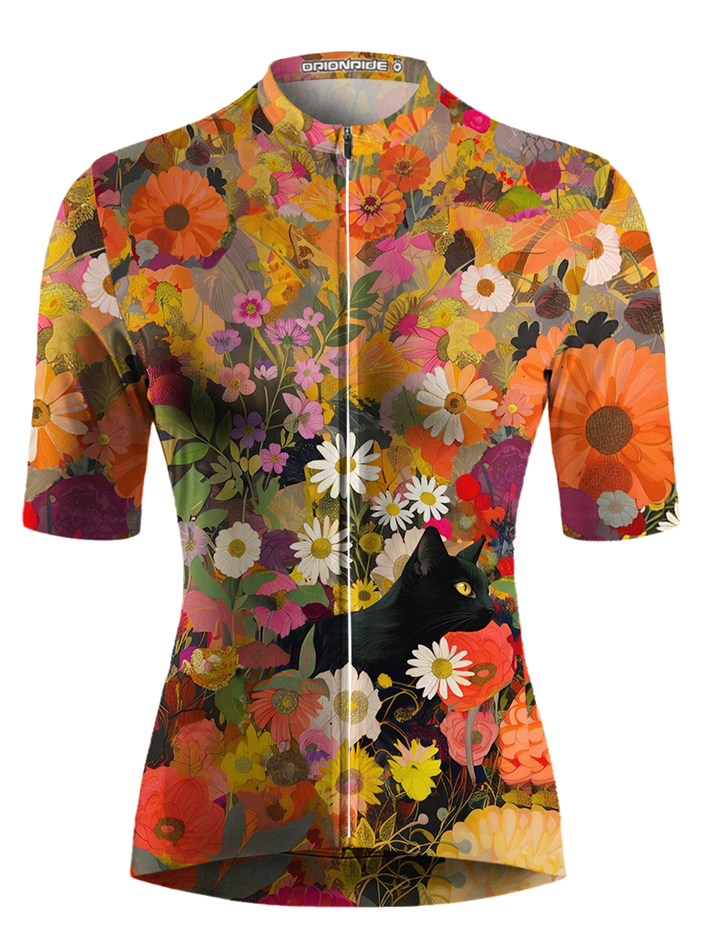 Orionride Cat In The Flower Bushes Short Sleeves Women's Jersey