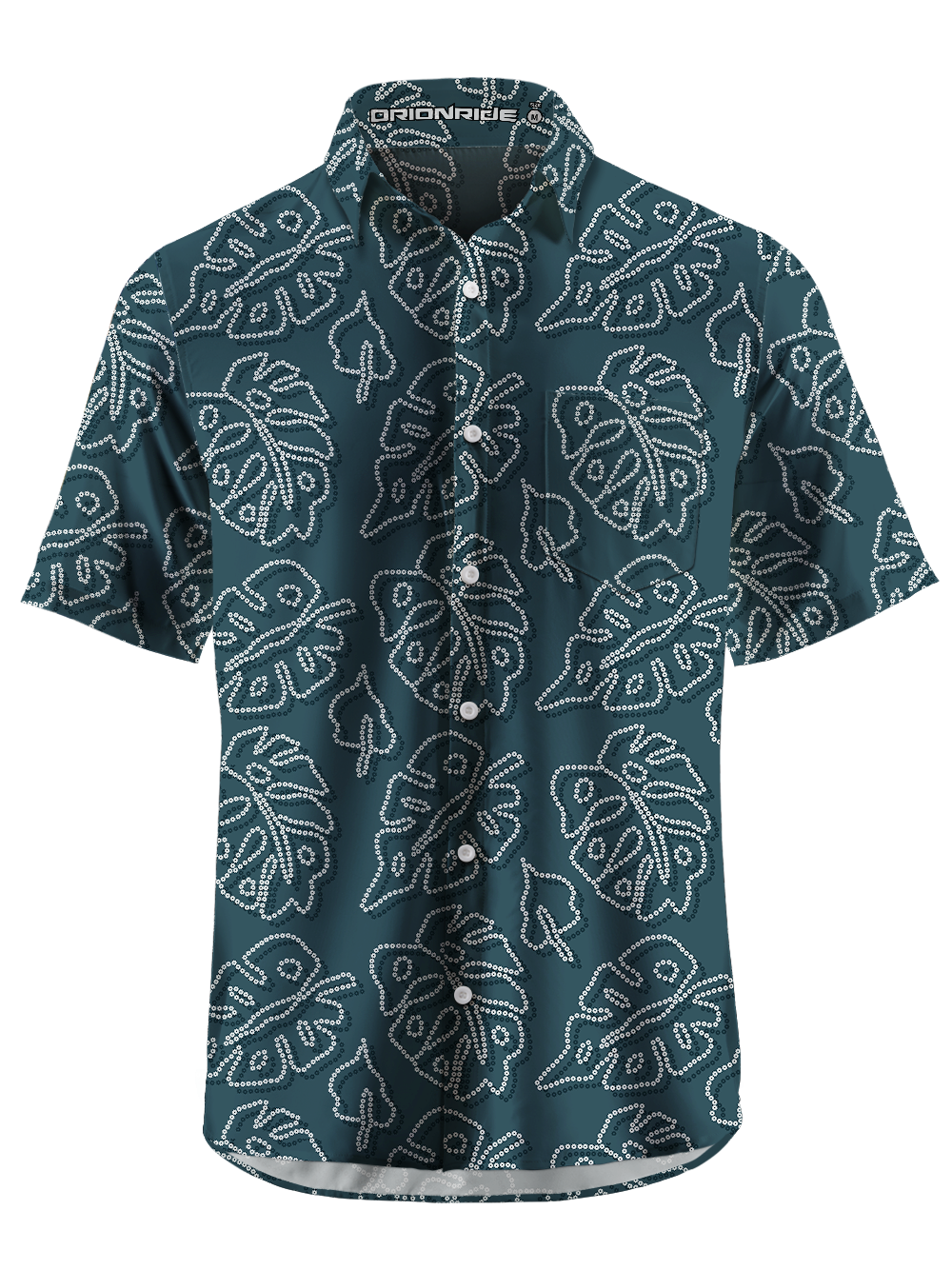 Orionride Tropical Plant Leaves Zipper Pockets Ultra Lightweight Short Sleeves Gravel Shirt