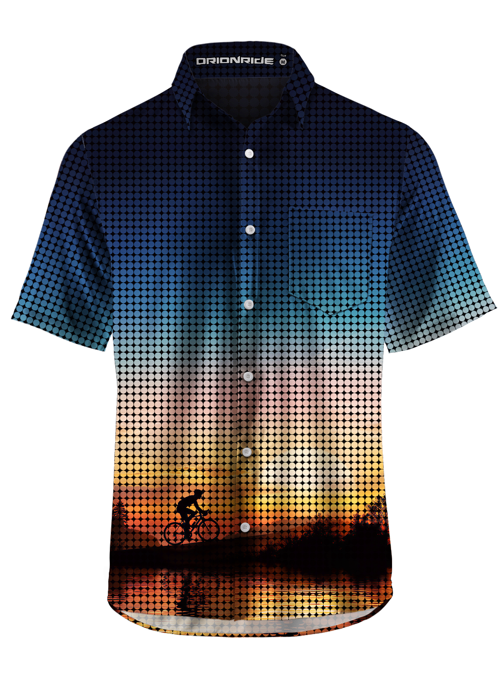 Orionride Sunset Halo Zipper Pockets Ultra Lightweight Short Sleeves Gravel Shirt