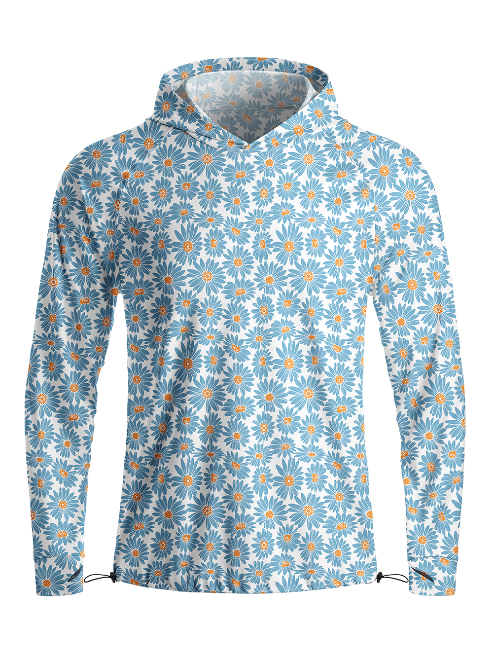 Orionride Blue Daisy Long Sleeve Cycling Hoodie Shirt