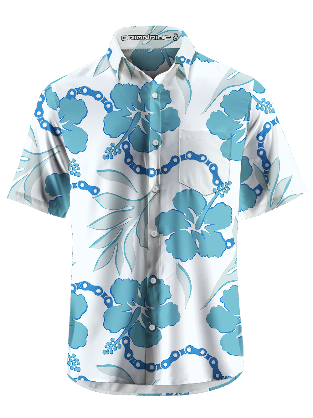 Orionride Hibiscus Petals Zipper Pockets Ultra Lightweight Short Sleeves Gravel Shirt