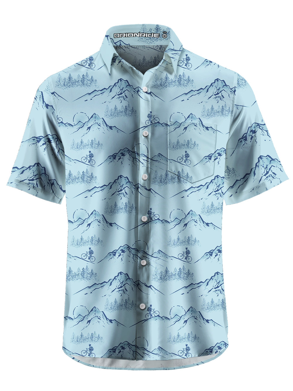 Orionride Mountain Outline Zipper Pockets Ultra Lightweight Short Sleeves Gravel Shirt