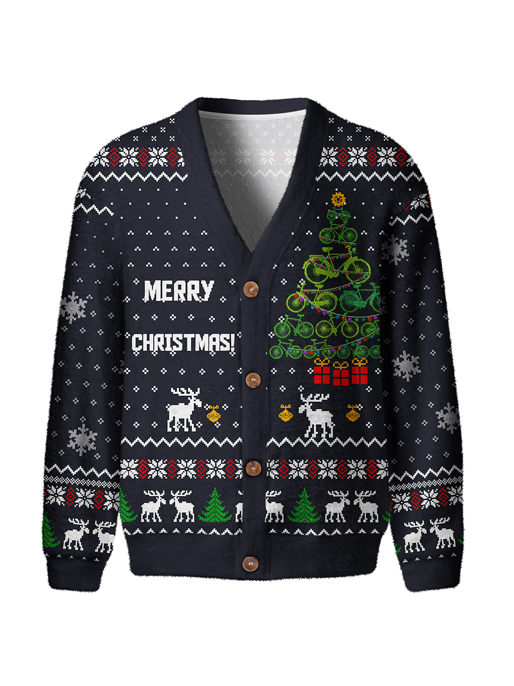 Orionride Bicycle Christmas Tree Men's Cardigan Knit Sweaters