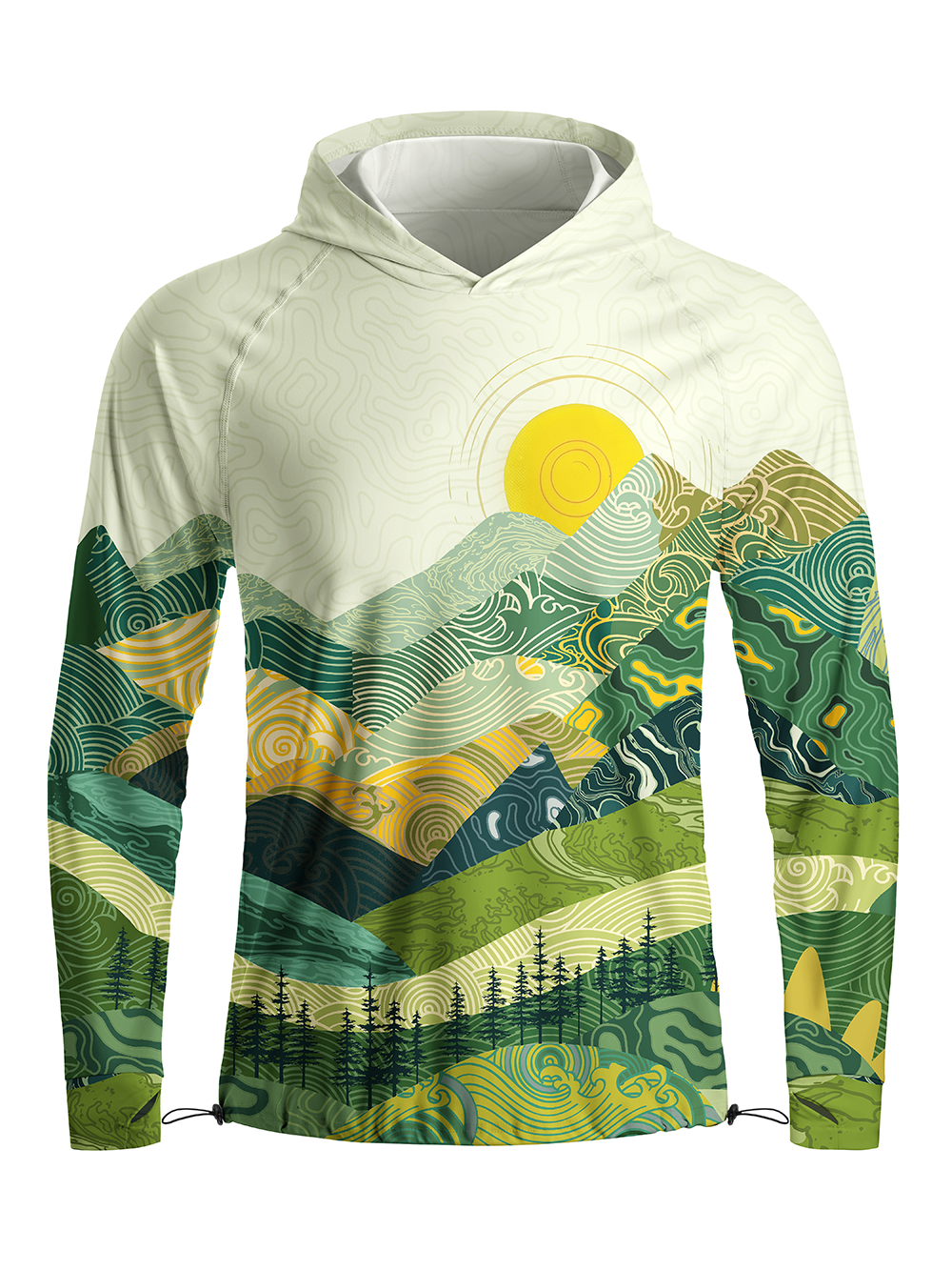 Orionride Waves And Peaks Long Sleeve Cycling Hoodie Shirt