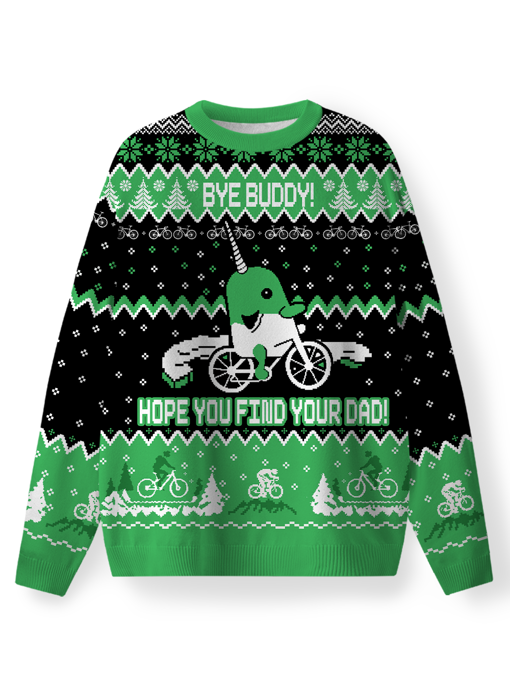 Orionride Narwhal Riding A Bicycle Men's Sweaters