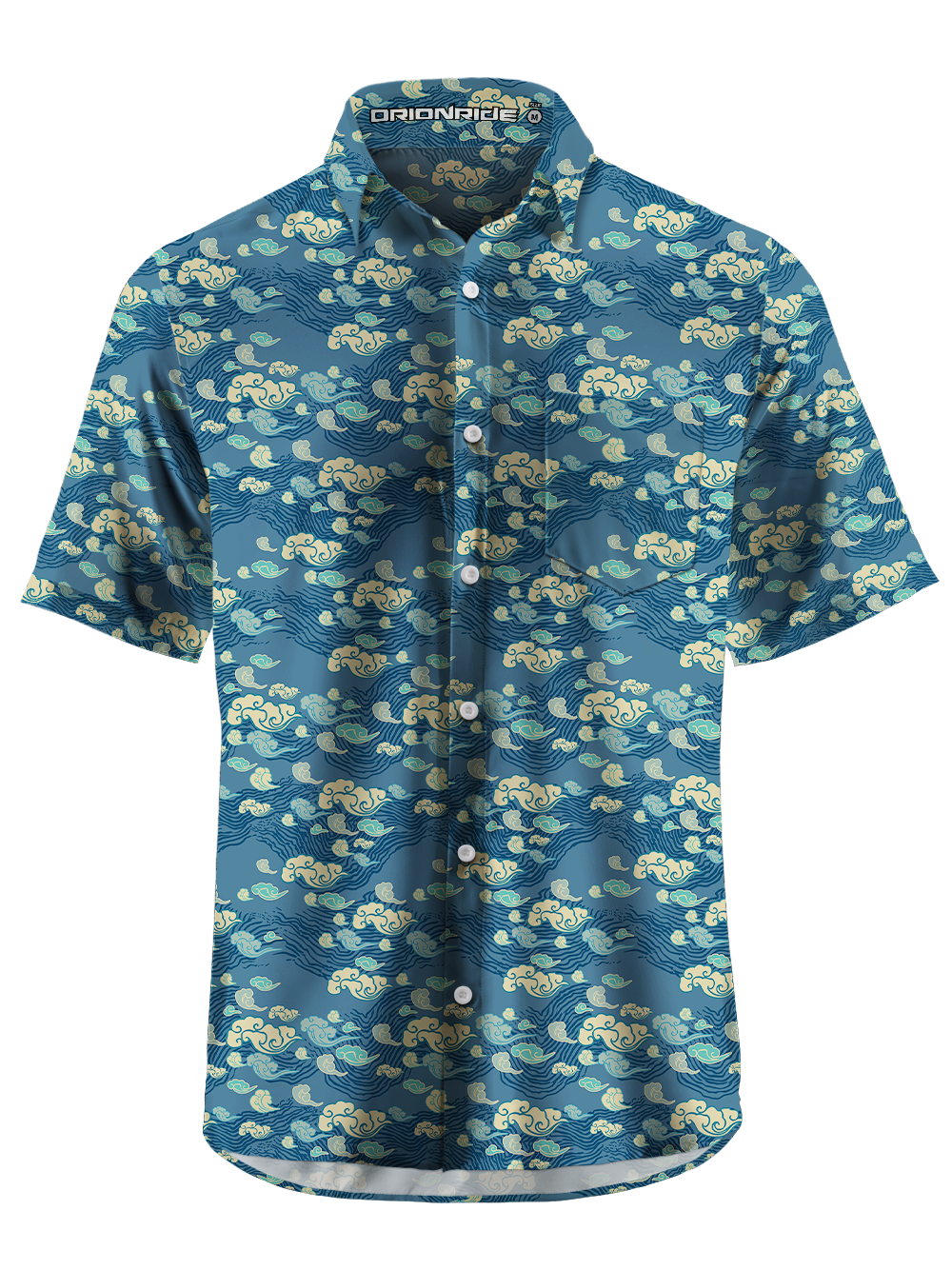 Orionride Japanese Cloud Pattern Zipper Pockets Ultra Lightweight Short Sleeves Gravel Shirt