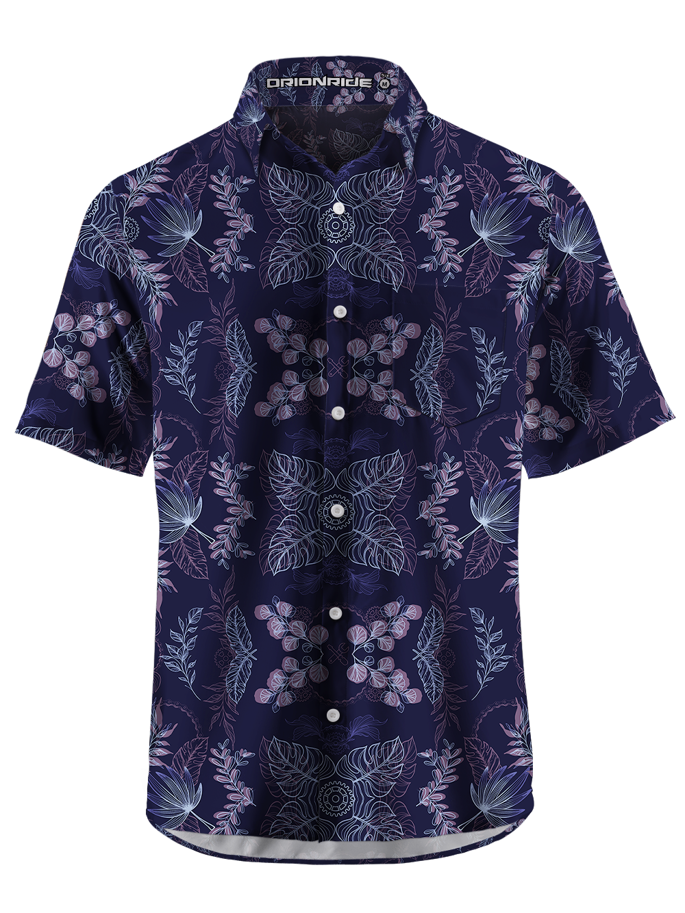 Orionride Gears In Flowers Zipper Pockets Ultra Lightweight Short Sleeves Gravel Shirt