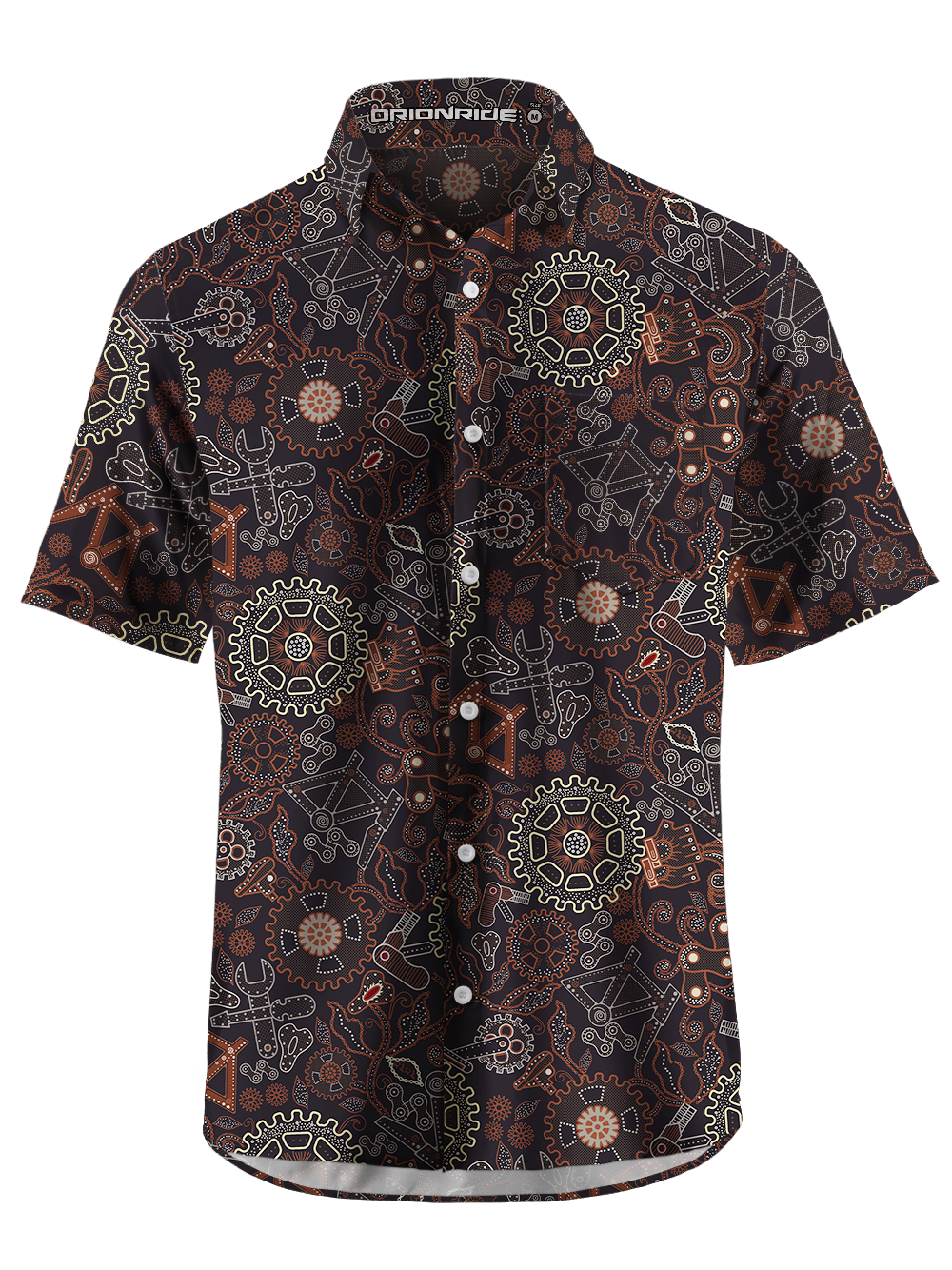 Orionride Batik Gears Zipper Pockets Ultra Lightweight Short Sleeves Gravel Shirt
