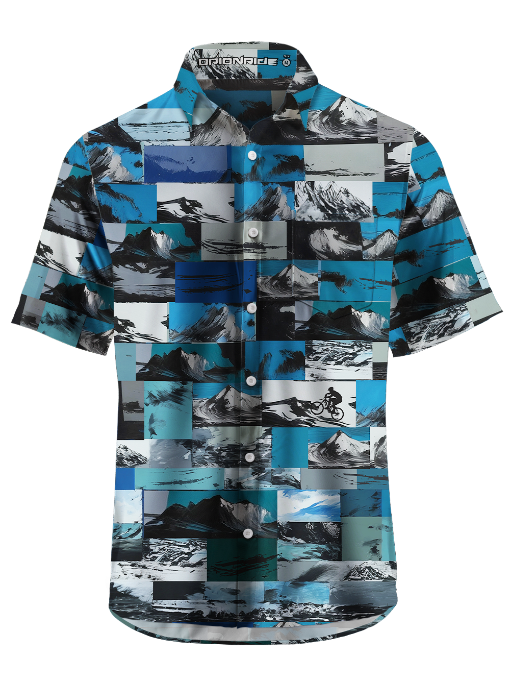 Orionride Mountain Peaks In Ink Painting Zipper Pockets Ultra Lightweight Short Sleeves Gravel Shirt