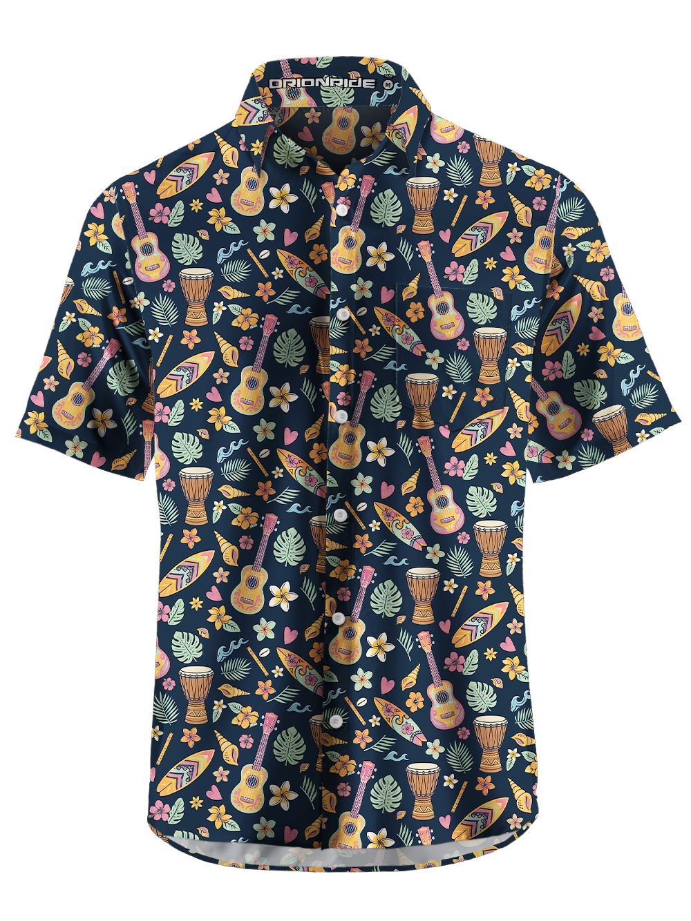 Orionride Hawaii Concert Zipper Pockets Ultra Lightweight Short Sleeves Gravel Shirt