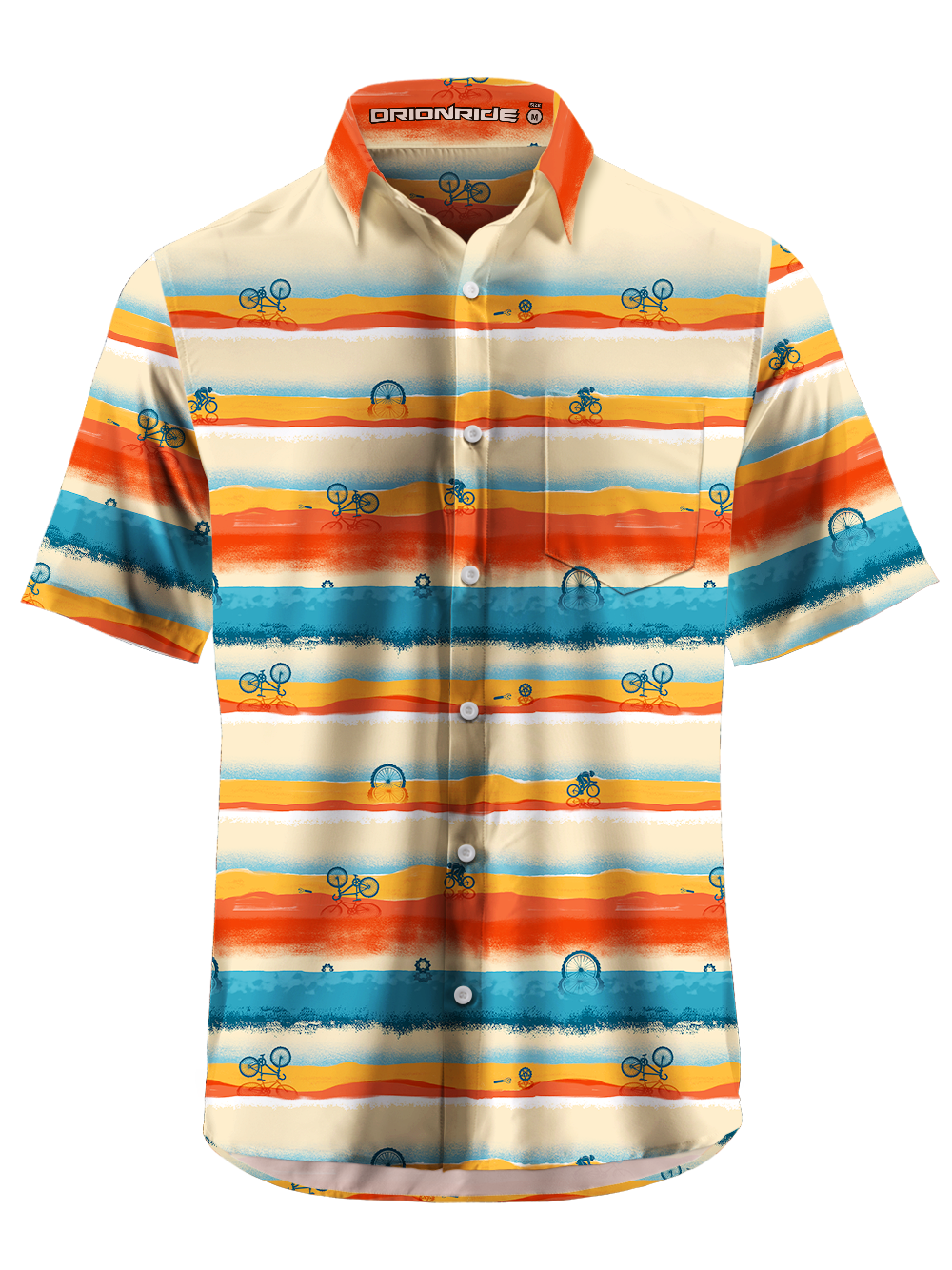 Orionride Sunset Skyline Zipper Pockets Ultra Lightweight Short Sleeves Gravel Shirt