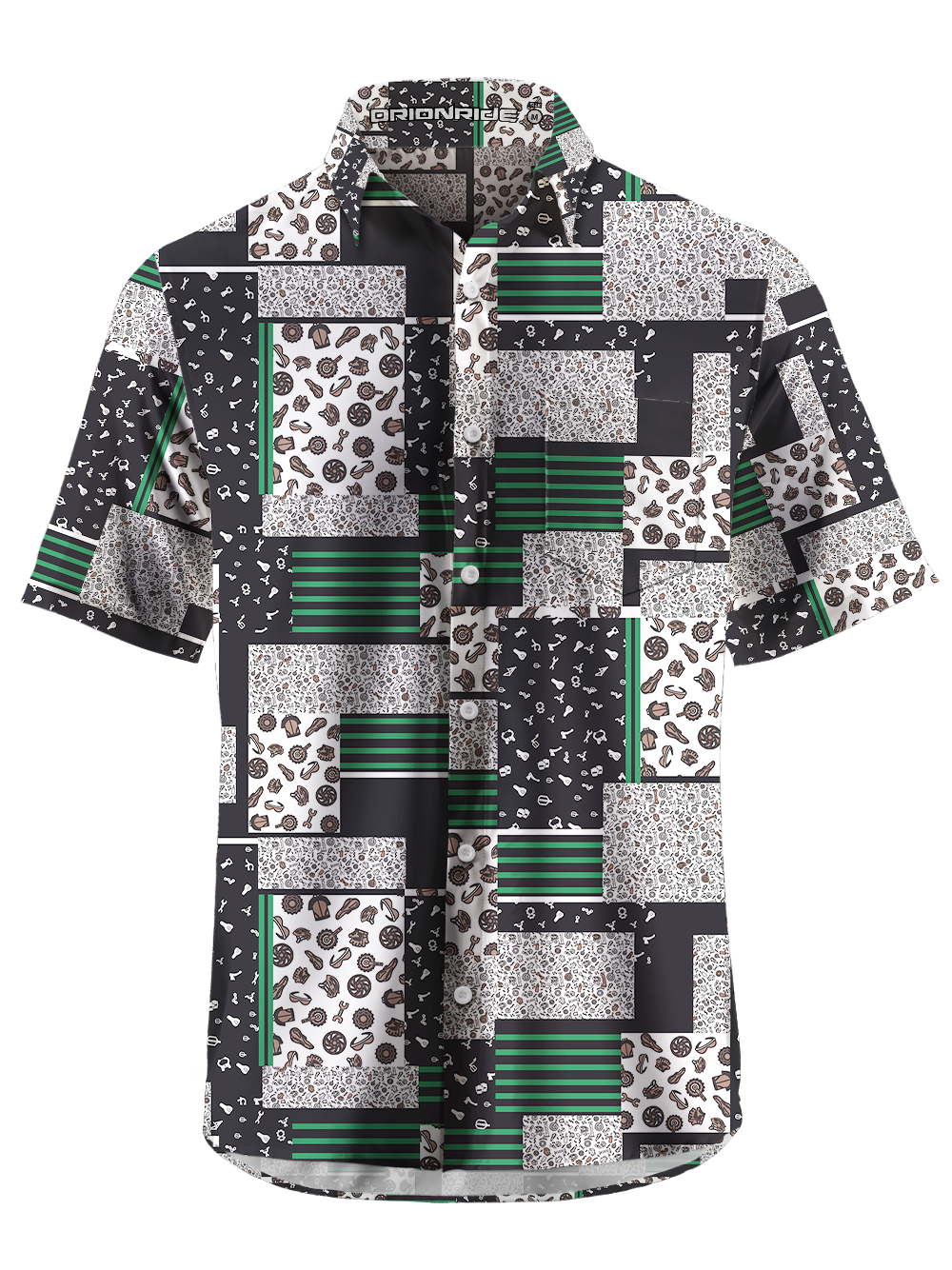 Orionride Geometric Parts Assembly Zipper Pockets Ultra Lightweight Short Sleeves Gravel Shirt