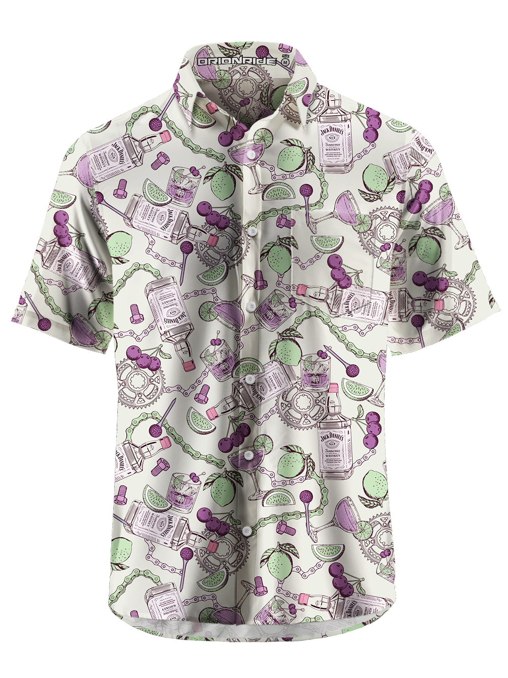 Orionride Lime Cocktail Zipper Pockets Ultra Lightweight Short Sleeves Gravel Shirt