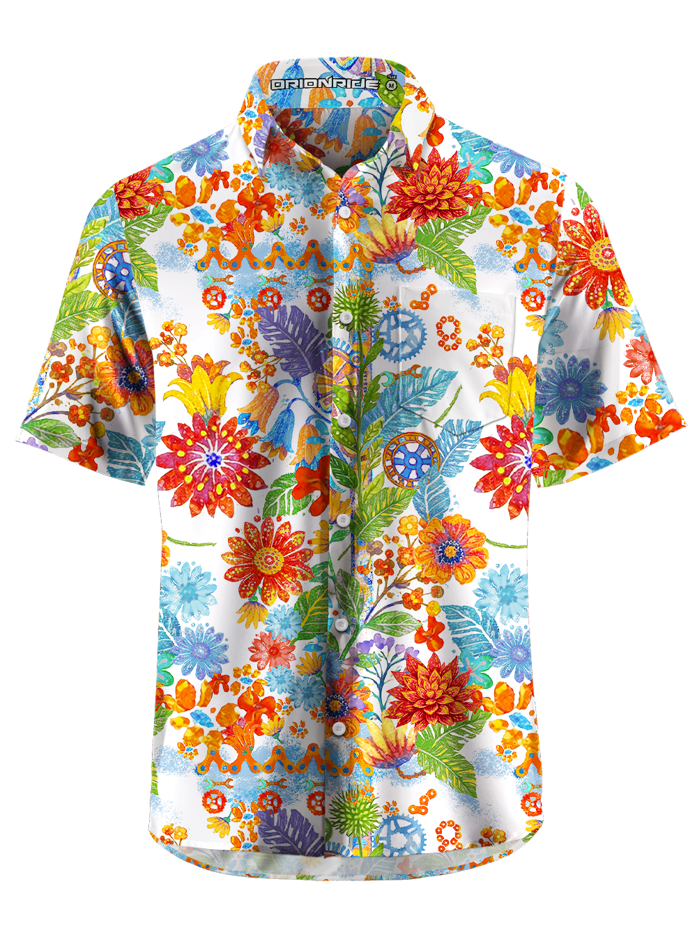 Orionride Brilliant Flower Room Zipper Pockets Ultra Lightweight Short Sleeves Gravel Shirt